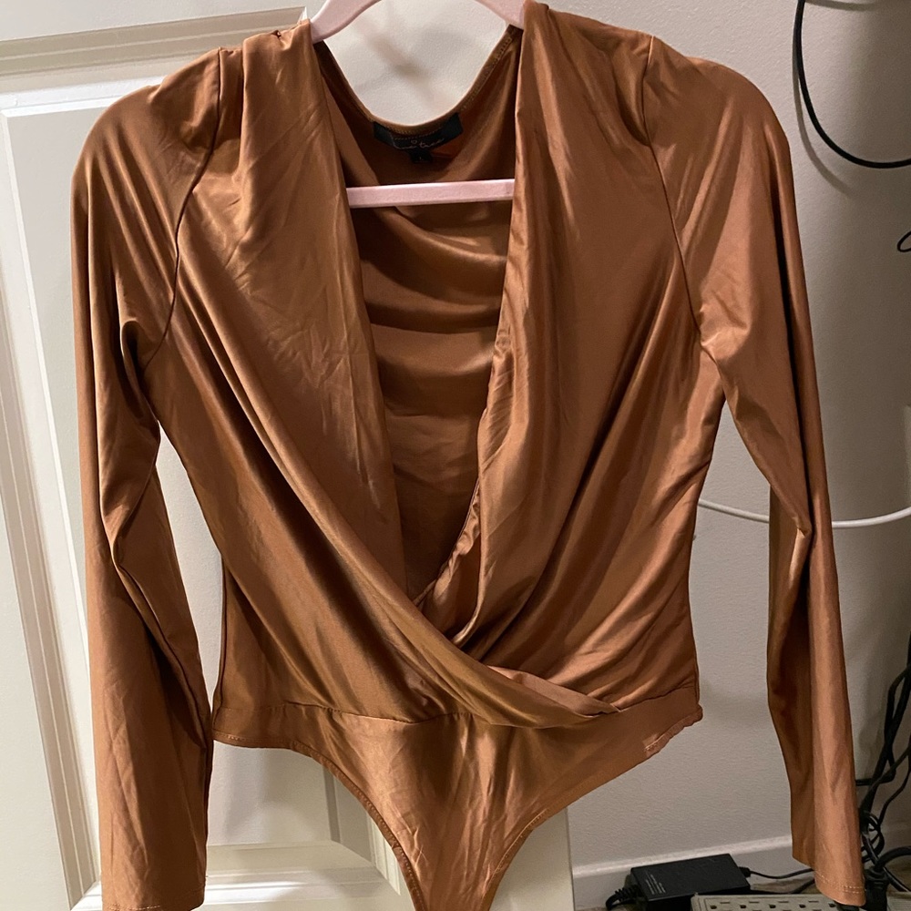 Silky brown night out shirt